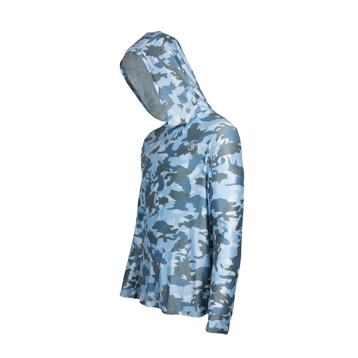 Blue Camo Hooded Long Sleeve